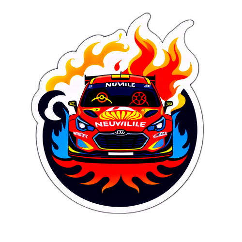 Promotionele sticker van Thierry Neuville in een race-monster