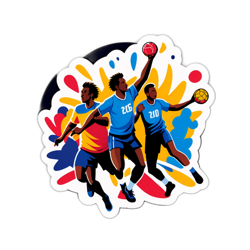 En dynamisk håndballklistremerke for 'Håndball EM 2026'