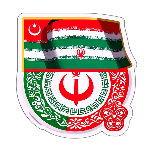 מדבקה: דגל איראן עם אלמנטים תרבותיים