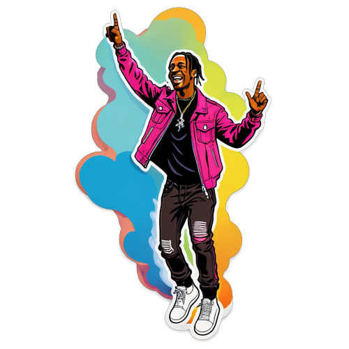 Travis Scott Live on Stage: The Ultimate Sticker That Captures Concert Vibes!