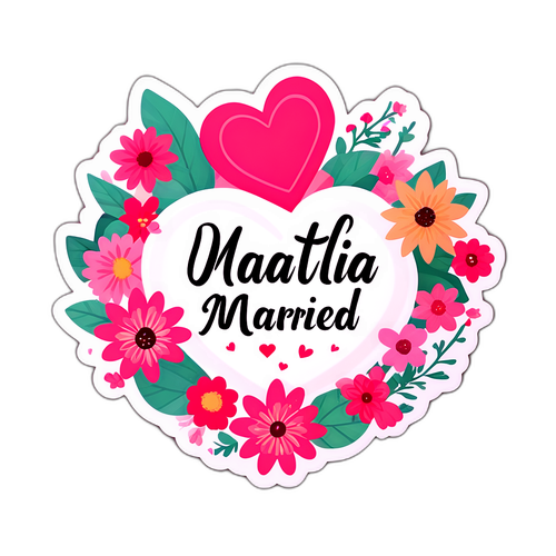 Romantische Sticker met 'Natalia Getrouwd'