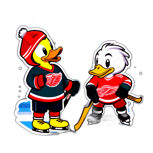 Cartoon Ducks Hockey Matchup