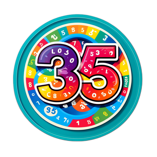 Adesivo Colorido com o Número 3559 e Representação de Loteria