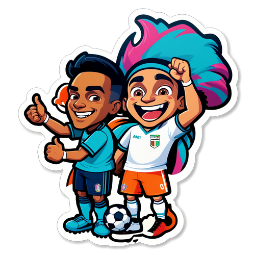 Un allegro adesivo che rappresenta una rivalità amichevole tra tifosi di calcio di Miami e Orlando