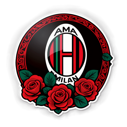 Stiker Chic Logo AC Milan dengan Bunga Mawar