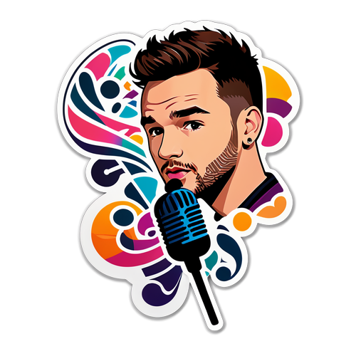 Uovertruffen! Liam Paynes Farverige Sticker med Musikalske Noter og Mikrofon!