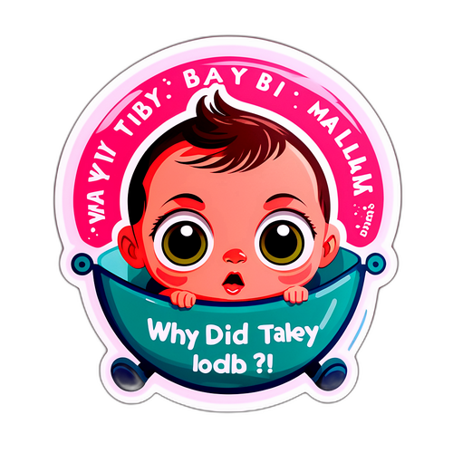 Klistermärke av en liten bebis med stora ögon