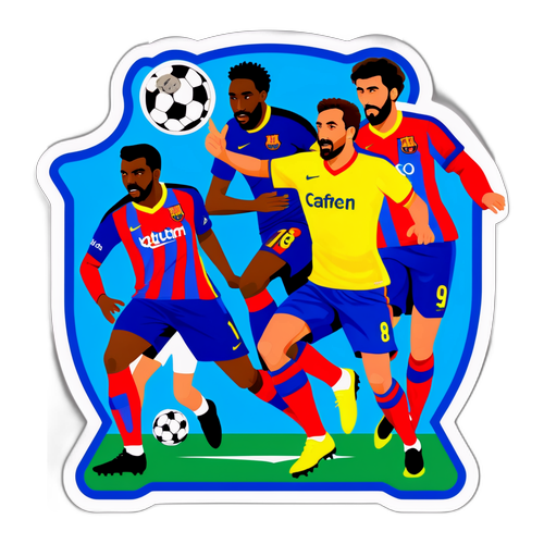 Färgglad fotbollsrelaterad klistermärke för 'Barca Mot Getafe'