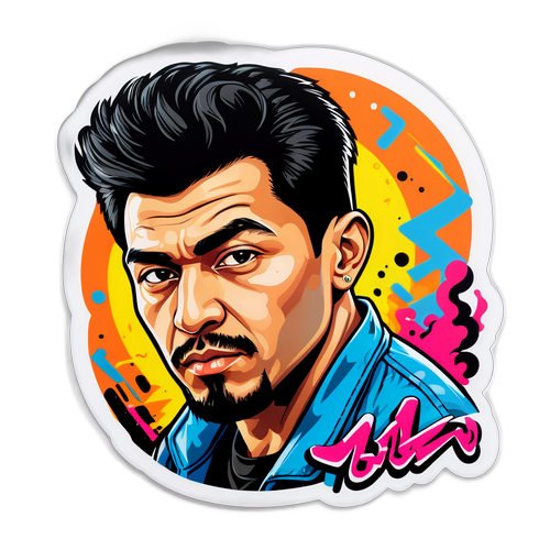 Портрет Мехди Байдулаева с элементами граффити и уличной культуры