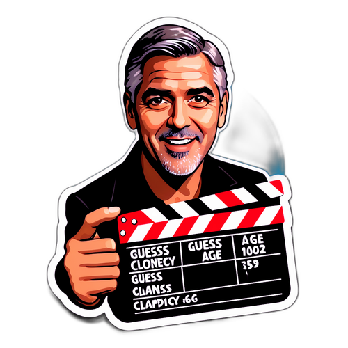 Guess George Clooney's Age! Humorous Sticker