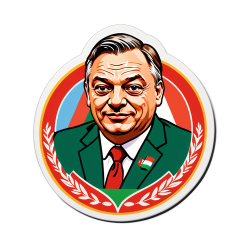 Viktor Orbán körvonal színes grafikával