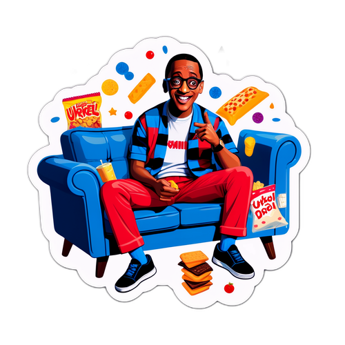 Humorvolle Urkel-Aufkleber auf der Couch