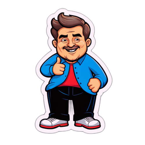 Un autocollant humoristique d'Artus en pose comique