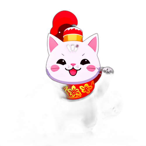 可愛い猫としめ縄の新年飾り