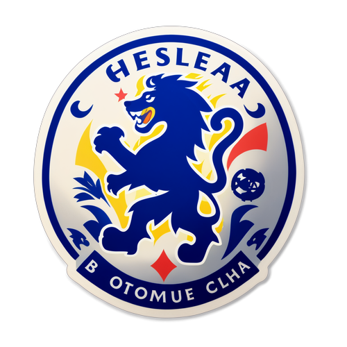 Stiker Chelsea dengan Emblem dan Gambar Sepak Bola Dinamis