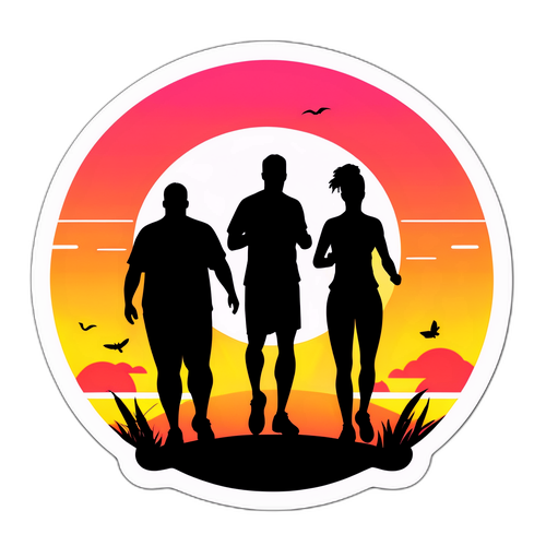 Силуети гравців на фоні заходу сонця для "Схуднення та Щастя"