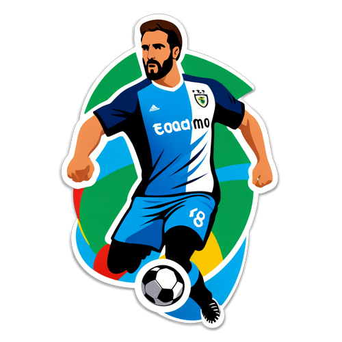 Stylisiertes Design von Edoardo Bove mit Fußballmotiv