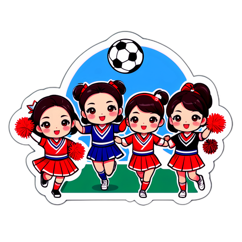 전통 한국 의상을 입은 치어리더들