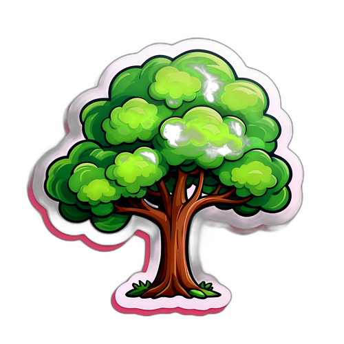 나무와 배경의 조화를 표현한 스티커