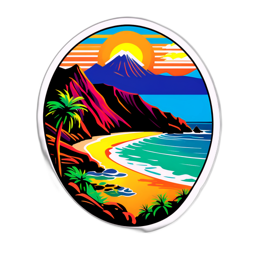 En livlig solnedgang på øya sticker