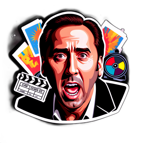 En dramatisk sticker av Nicolas Cage