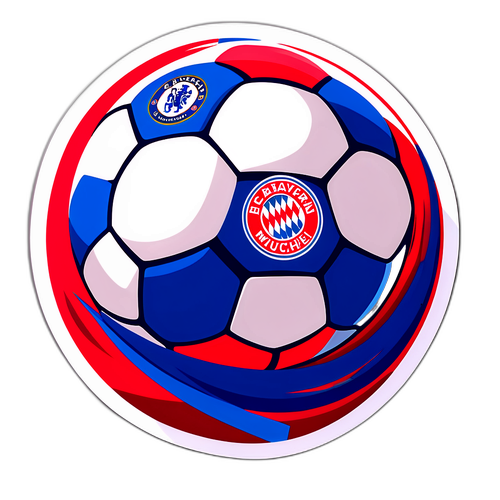 Hrací míč s barvami Bayernu Mnichov a Chelsea