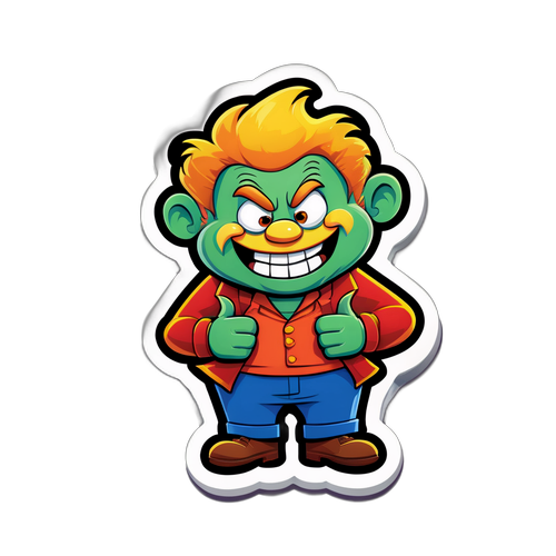 Autocollant humoristique d'un personnage de cartoon