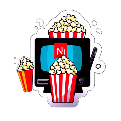 Sticker Kết Hợp Netflix và Bắp Rang Bơ