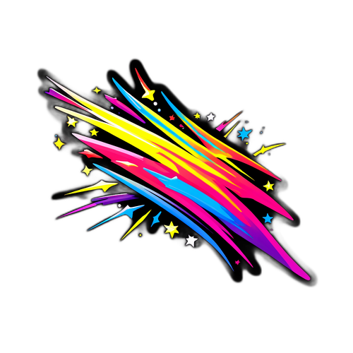 Étoile filante avec traînées colorées