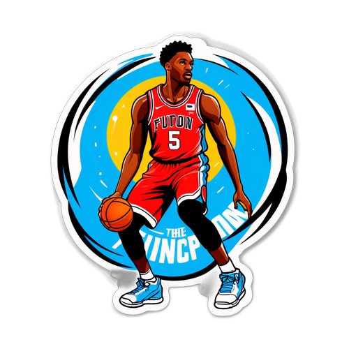 Ilustração de Amen Thompson driblando uma bola de basquete