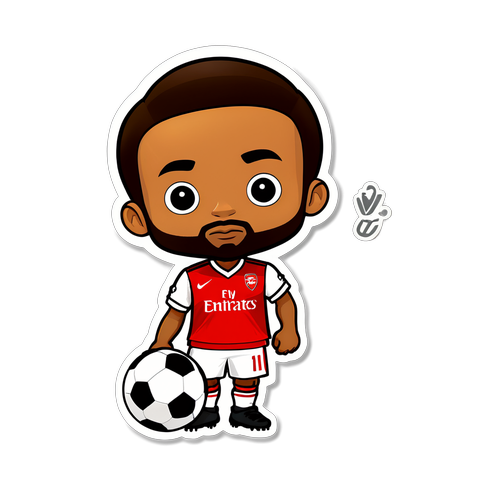 Hình ảnh Chibi của cầu thủ Arsenal trong trang phục thi đấu