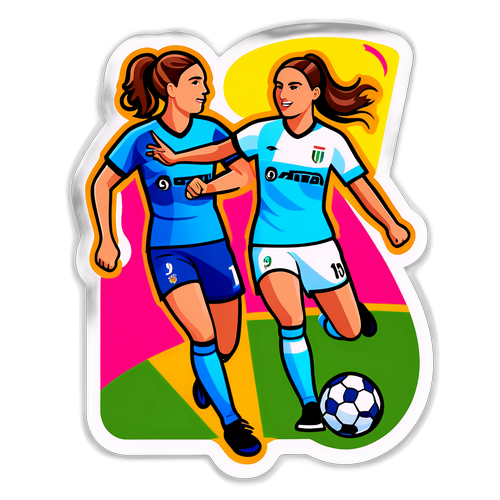 Illustrazione vibrante di una partita di calcio femminile di Serie A