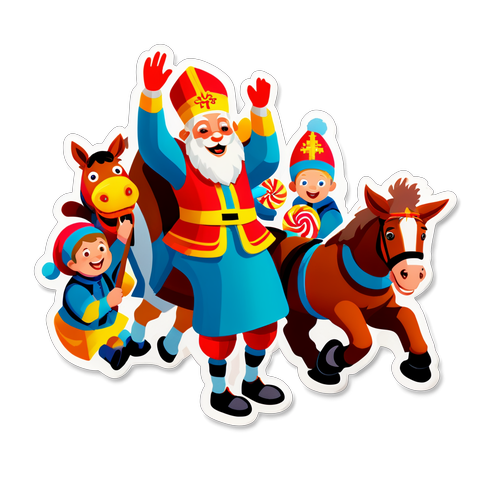 Ontdek de Betoverende Sinterklaas en Zijn Paard: Kinderen Vangen Een Stroom van Snoep!