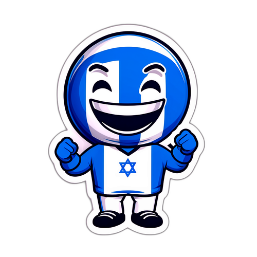 מדבקה של דמות כדורגל שמחה לאירוע המשחק ישראל מול מולדובה