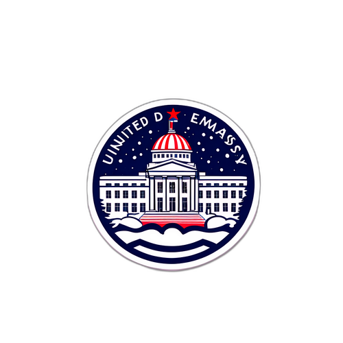 Miniaturowa Wersja Ambasady USA w Warszawie w Zimowym Otoczeniu