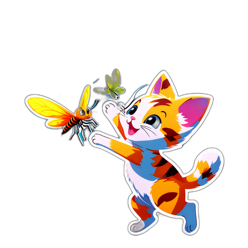 阳光明媚的公园小猫玩蝴蝶