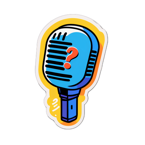 마이크와 질문 기호 일러스트레이션