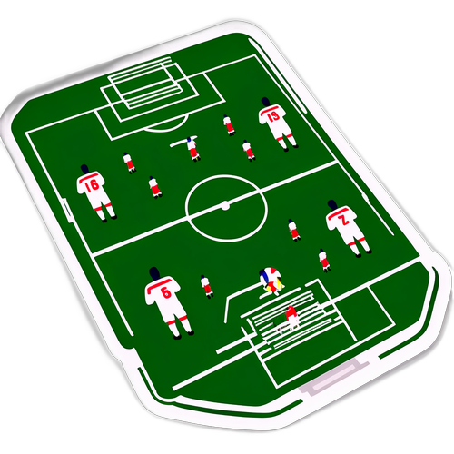 Minimalist Fußballfeld der Regionalliga Ost mit bunten Spieler-Miniaturen