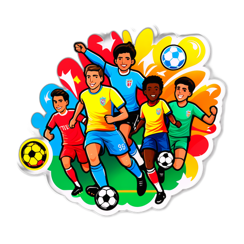 Lukisan Stiker Lively Soccer Scene