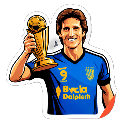 Pegatina de Guillermo Barros Schelotto levantando el trofeo