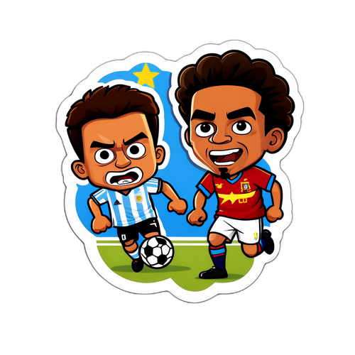 Stiker Kartun Pertandingan Bola Sepak Argentina vs Venezuela