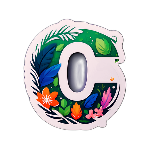 Stiker Huruf 'C' dengan Unsur Alam