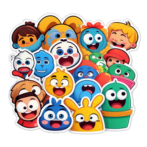 Ст Sticker с мультяшными персонажами, смотрящими CTC