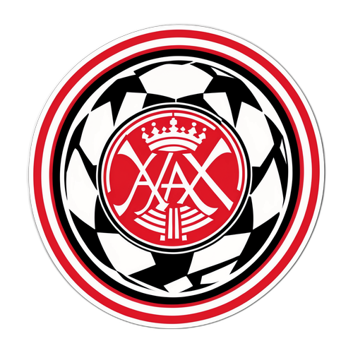 Aufregender Fußball-Aufkleber für Ajax mit dynamischen Linien und dem Text 'Go Ajax!'