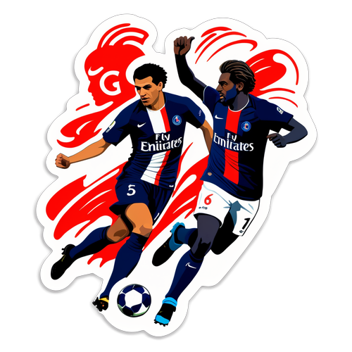 Autocollant artistique illustrant un match entre PSG et Reims