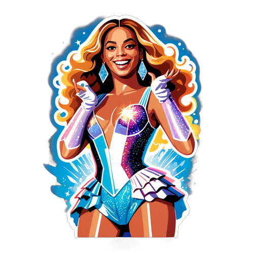 Illustration de Beyoncé en robe scintillante