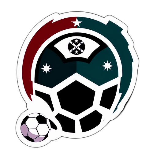 Ilustração de uma bola de futebol com os emblemas de Botafogo e Fluminense, simbolizando rivalidade