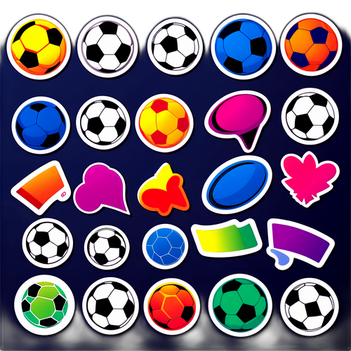 다양한 색상의 축구공 스티커 디자인