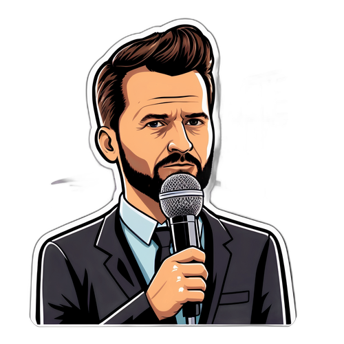 Róbert Puzsér vitázik a mikrofon előtt