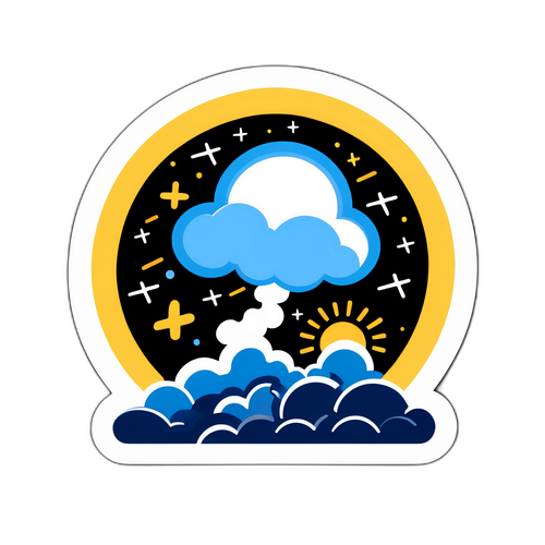 Diseño de una pegatina moderna con elementos gráficos de tormenta